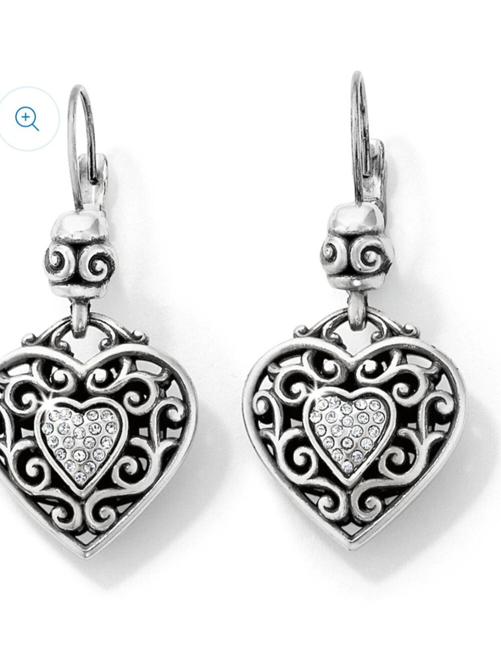 NWOT BRIGHTON Reno Heart Leverback Earrings